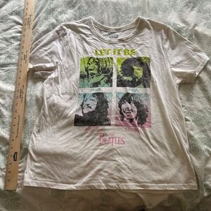 Beatles Women's Top colorful Graphic Let It Be T-Shirt Cap Sleeve Size XXL